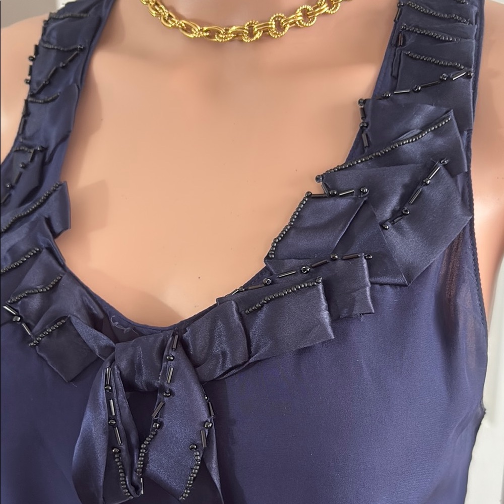 Banana Republic Blue Ruffled Tie Front Tank Top - Picture 4 of 8
